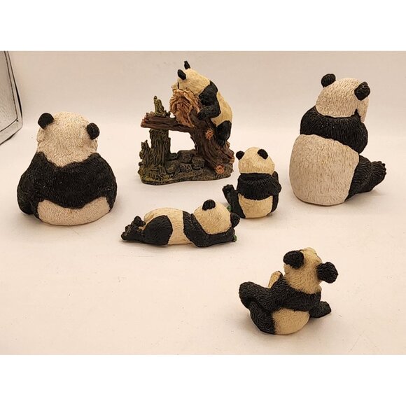 Adorable Assorted Panda Figurines Set 6 Pieces Hand-Painted Resin Collectibles - Picture 12 of 12